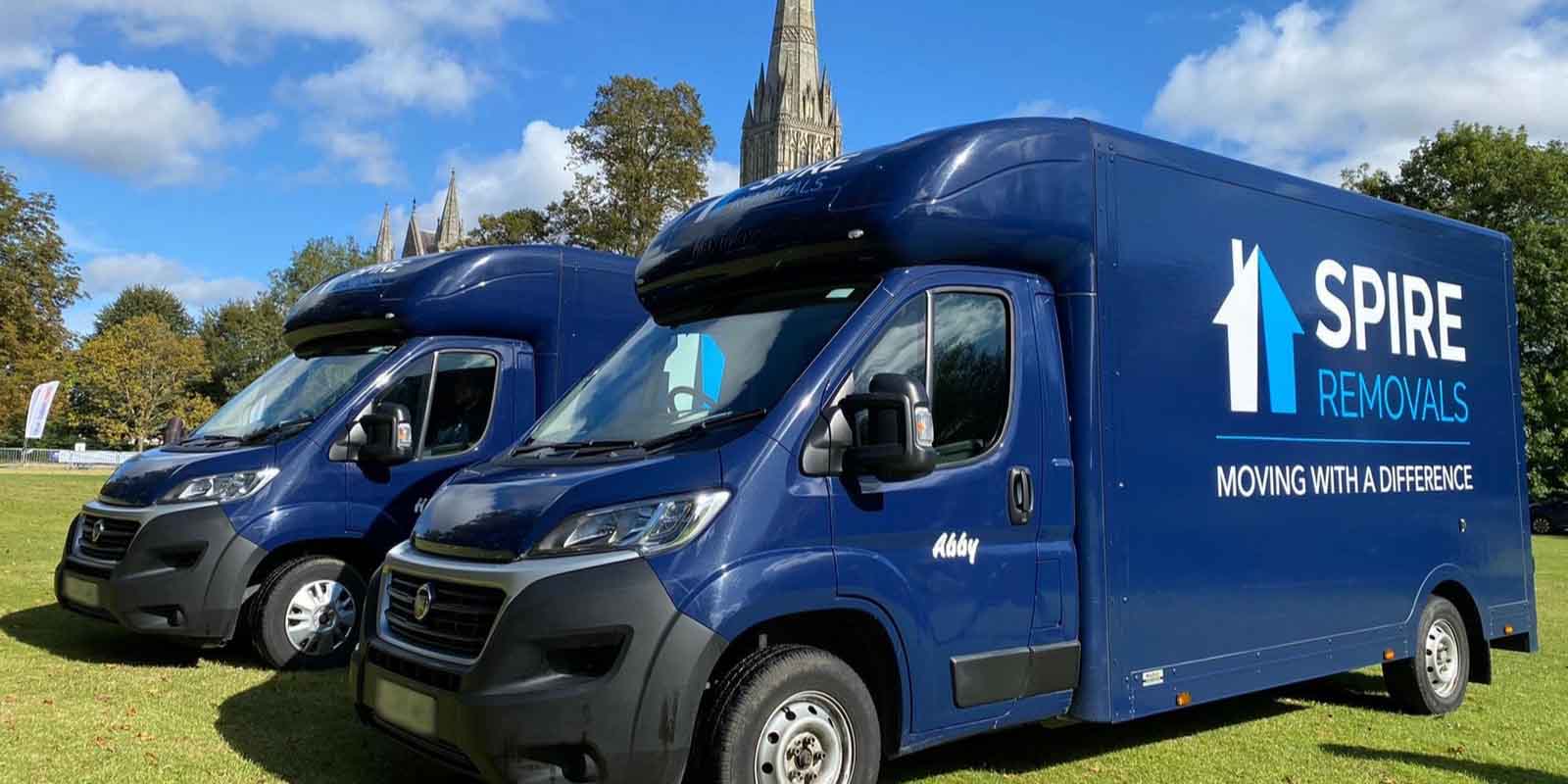 A Spire Removals' vans transporting items for a home removal, Wiltshire.