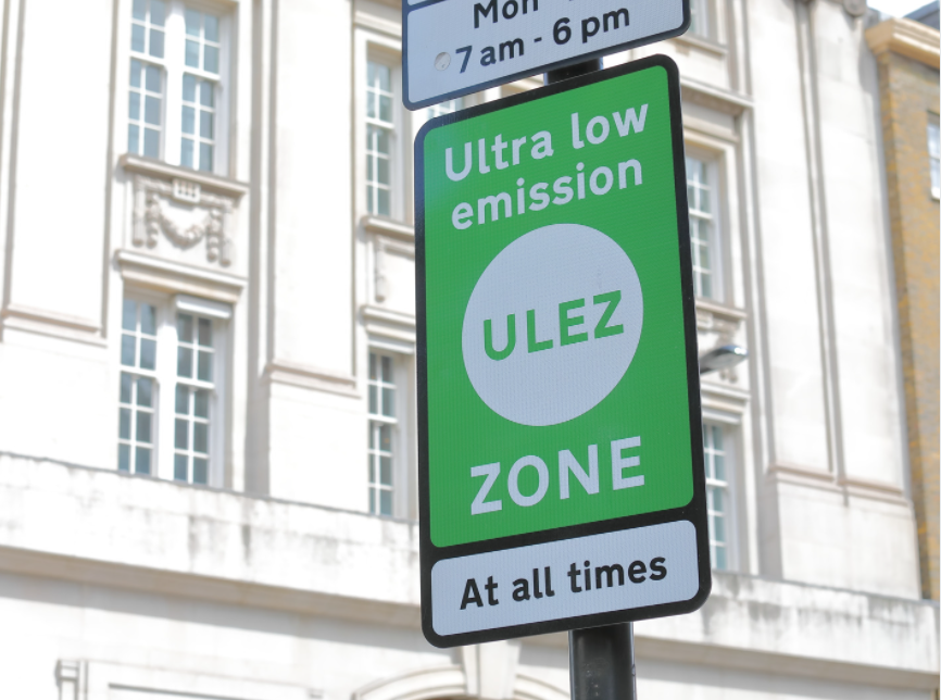 London's ultra low emission zone sign.