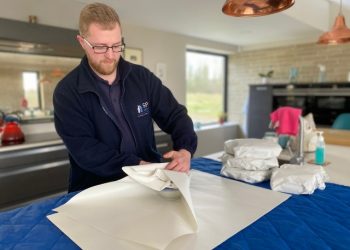 Packing services demonstrated by a member of staff from Spire Removals, Salisbury, Wiltshire.